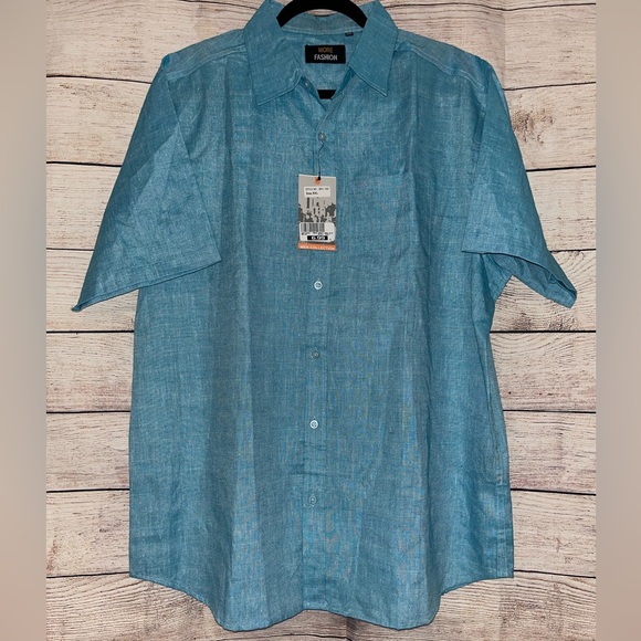 4/$25 NWT Men’s Blue Button Down Shirt Size XXL - Picture 4 of 13